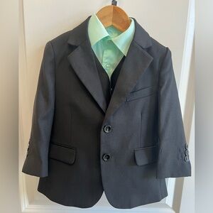 Classic Black Kids Sahara Club Blazer with Mint Shirt and Black Vest
